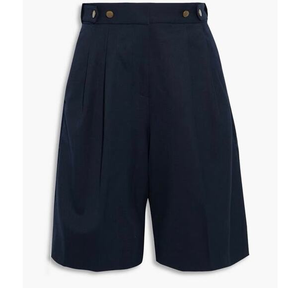RAG & BONE Luca Navy Blue Pleated Satin-trimmer Twill Shorts Sz 10 - Picture 8 of 11
